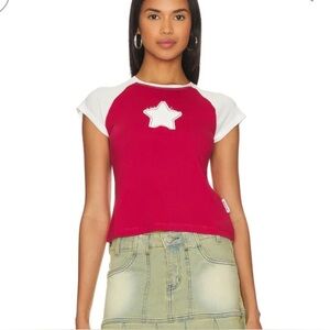 The Laundry Room Stardom Red and White Star Baby T Shirt top blouse Tee XSmall